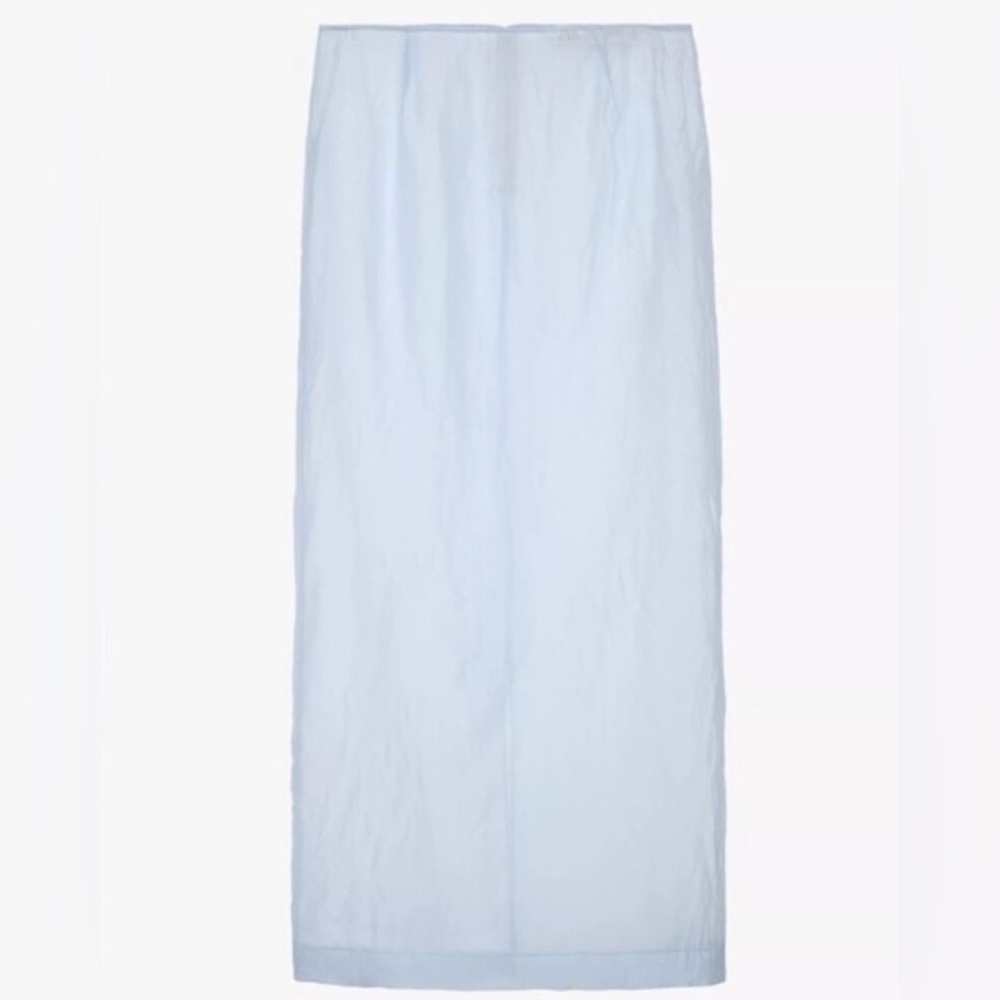 Zara Sheer Silk Light Blue Midi Skirt